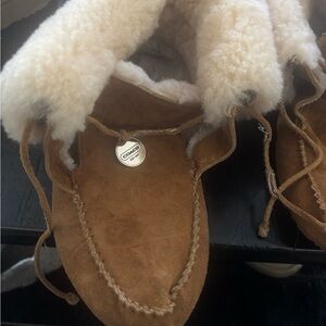 Coach Tan Suede Moccasins with Cream Lining